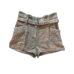 IRO Belted Tweed Shorts Beige Black Bouclé High Waisted Utility FR 42 US 10